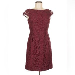 J. Crew Burgundy Lace Sheath Dress